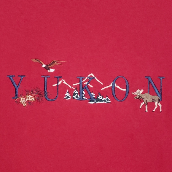 Vintage Yukon Canada Embroidered Eagle Elk Mountains Animal Nature T-shirt - Picture 2 of 10